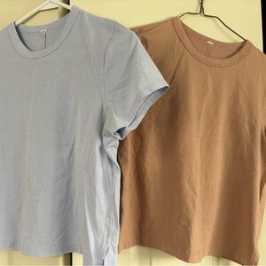 2 Lululemon athletica Blue and Brown Short Sleeve Tees